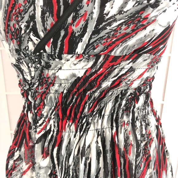 Blue Night Red Surplice Dress Large - Picture 5 of 8